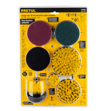 Cargar imagen en el visor de la galería, JUEGO 12 ACCESORIOS DE LIMNPIEZA Y ASENTADO P/TALADRO, PRETUL 27191 P