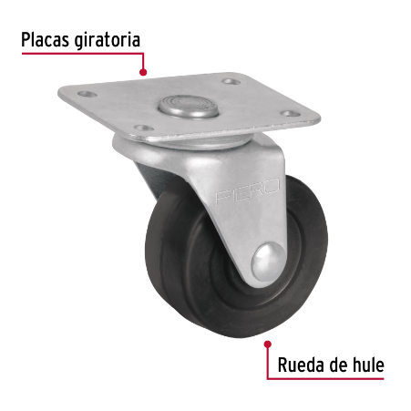 RODAJA HULE 2'', PLACA GIRATORIA CON BUJE, CARGA 25KG 48604 *