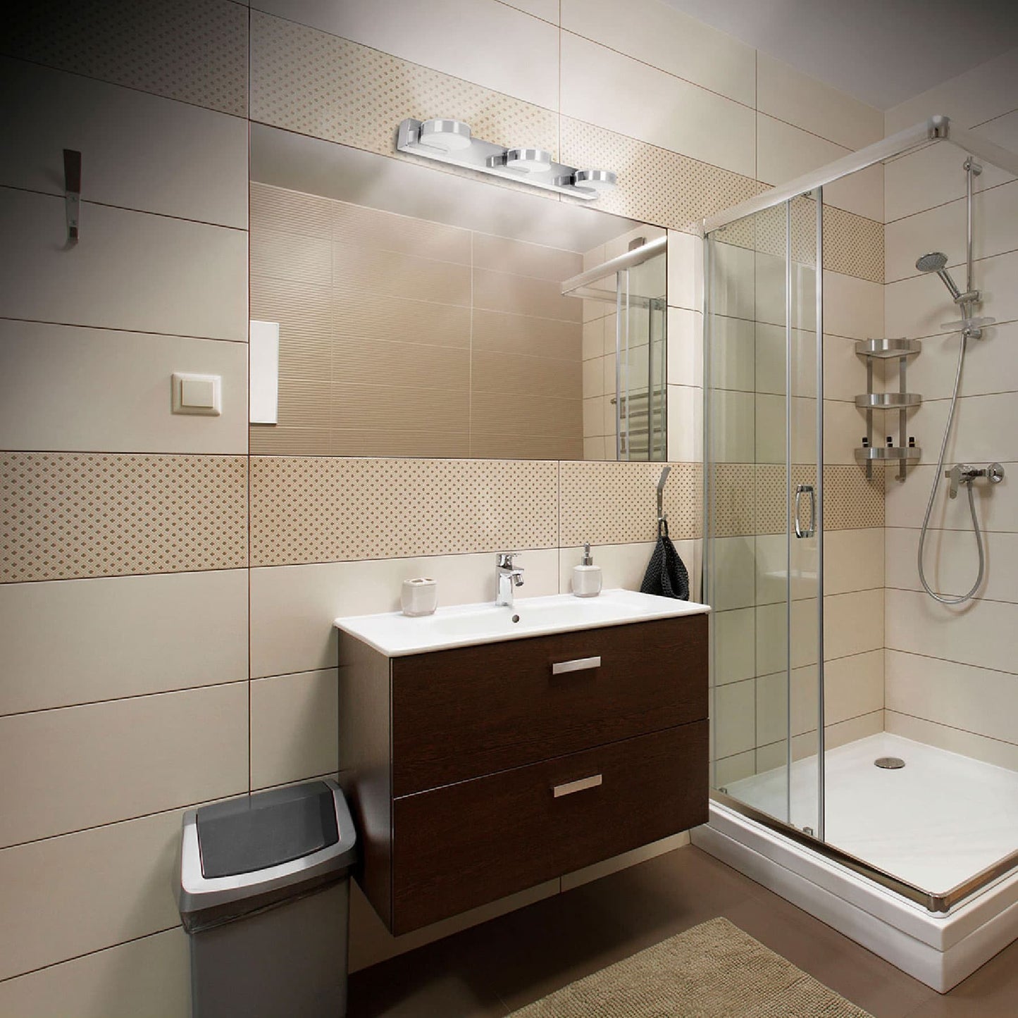 ARBOTANTE DECORATIVO DE LED 10 W CON 3 SPOTS PARA BAÑO 46346 N