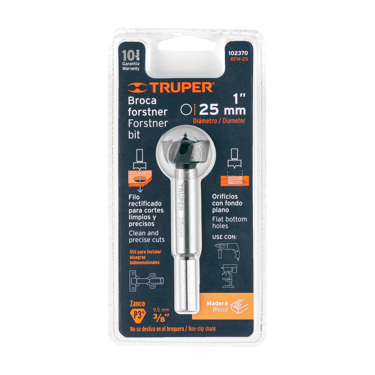 BROCA FORSTNER 25 MM PARA MADERA, TRUPER 102370 *
