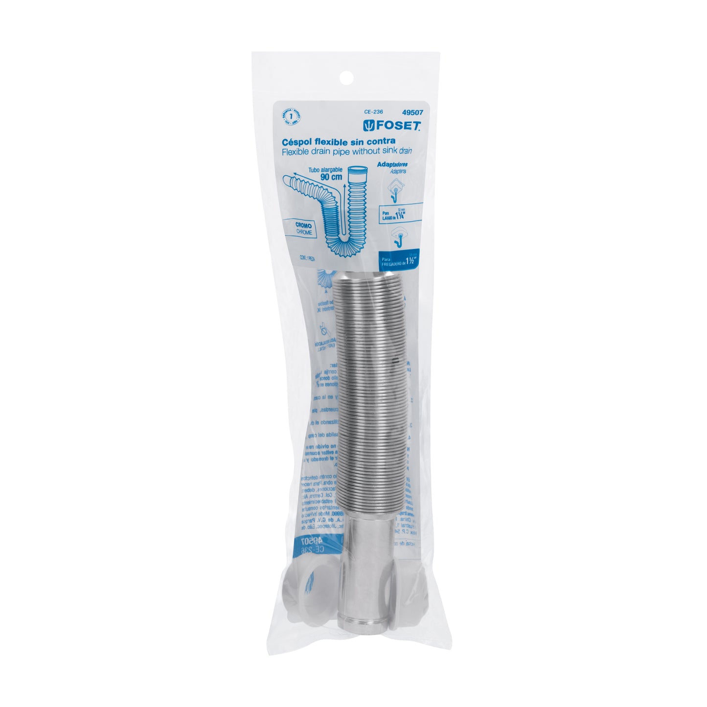CÉSPOL FLEXIBLE, POLIETILENO CROMO, PARA LAVABO Y FREGADERO 49507 *