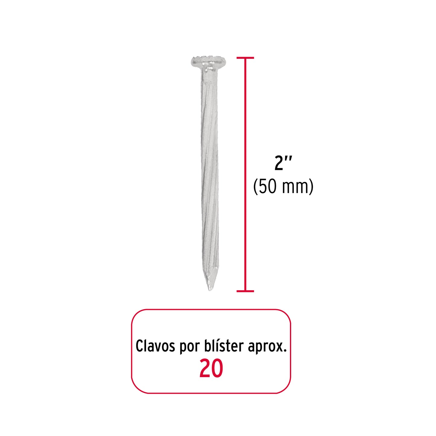 Blíster con 20 clavos galvanizados para concreto 2", FIERO 40225