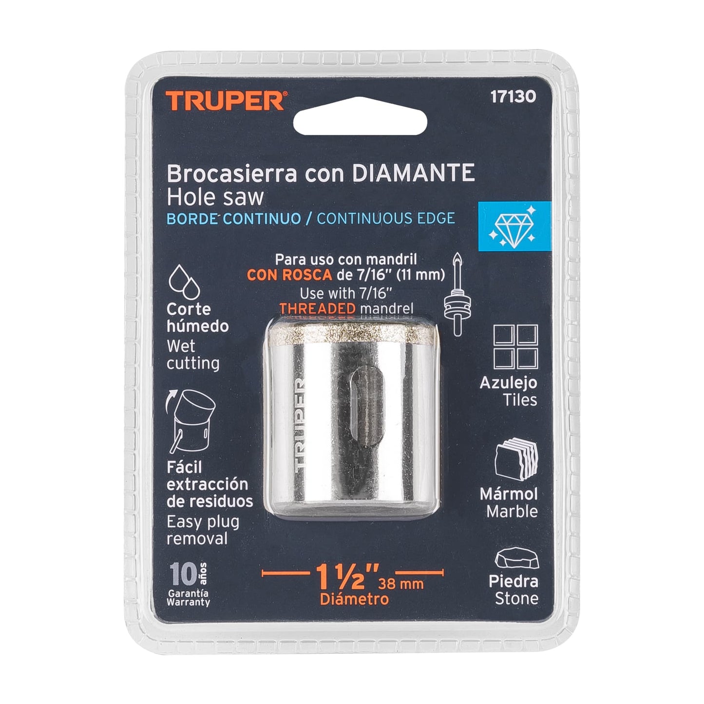 BROCASIERRA DIAMANTE 1-1/2'' BORDE CONTINUO, TRUPER 17130 *