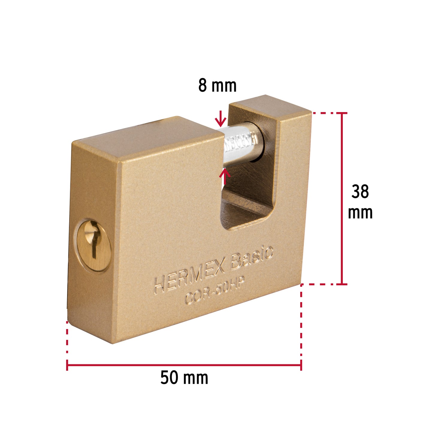 CANDADO ANTIPALANCA 50 MM CUERPO DE HIERRO, HERMEX BASIC 22515 *