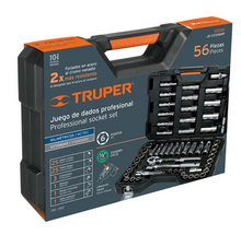 Cargar imagen en el visor de la galería, JUEGO DE 56 HERRAMIENTAS CUADRO 1/2' STD Y MM PARA MECANICO 102261 N