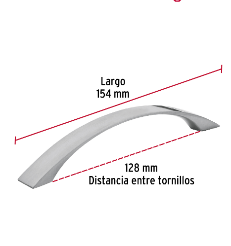 JALADERA METÁLICA DE 128MM ESTILO "MODERNO", NÍQUEL SATINADO 43377 N