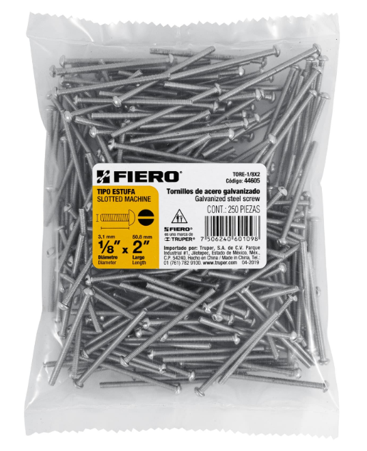BOLSA CON 450 TORNILLOS 5/32" X 1/2" TIPO ESTUFA, FIERO 44606 N