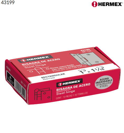 BISAGRA RECTANGULAR 1'' ACERO INOXIDABLE HERMEX 43199 N