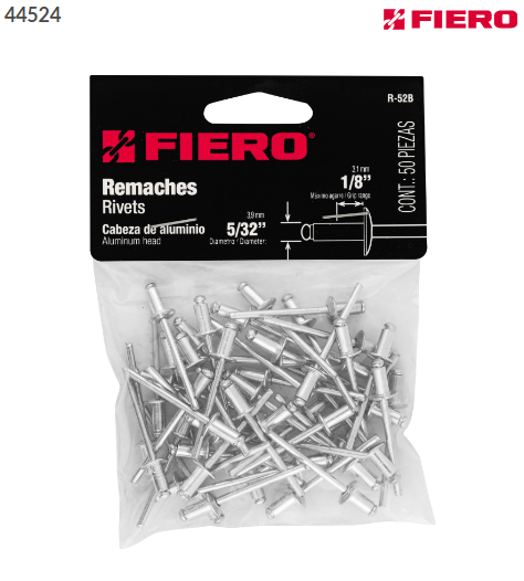 BOLSA CON 50 REMACHES 5/32'' X 1/8'' DE ALUMINIO, ALA 5/16'' 44524 *