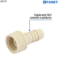 Cargar imagen en el visor de la galería, ADAPTADOR HEMBRA MOVIBLE DE POLIPROPILENO 3/4'' X 3/4'' FOSET 48579 *
