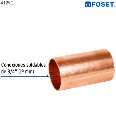 COPLE DE COBRE DE 3/4'' SIN RANURA, FOSET 41291 N