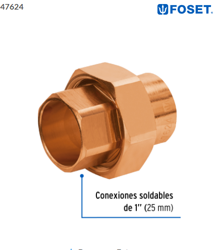 TUERCA UNIÓN DE COBRE DE 1'', FOSET 47624 N