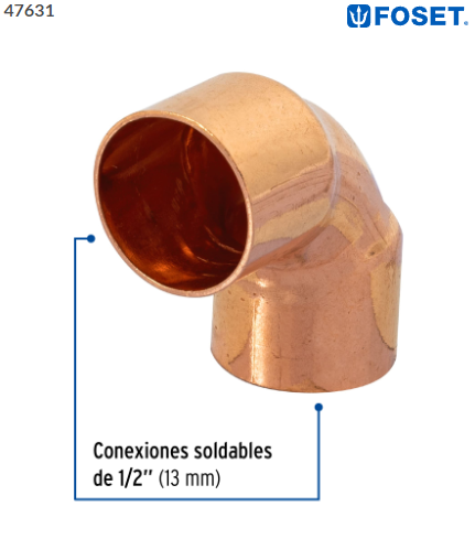 CODO DE COBRE 90° DE 1/2'', FOSET 47631 *L