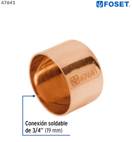 TAPÓN CAPA DE COBRE DE 3/4'', FOSET 47641 N