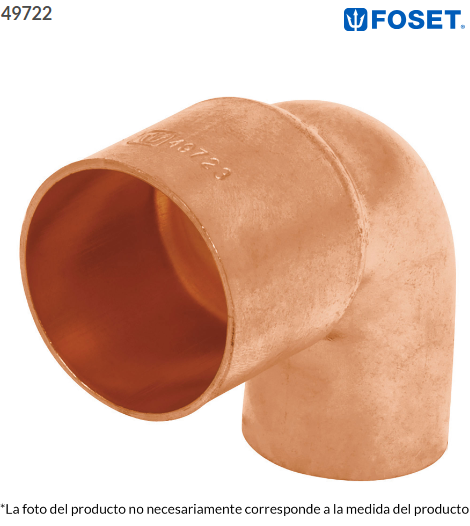 CODO 90º REDUCCIÒN DE COBRE DE 1'' X 1/2'', FOSET 49722 N