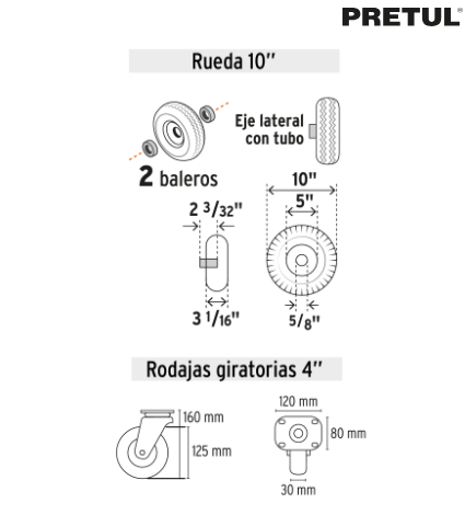 DIABLO DE CARGA CONVERTIBLE 3 EN 1, 270KG, PRETUL 26079 *