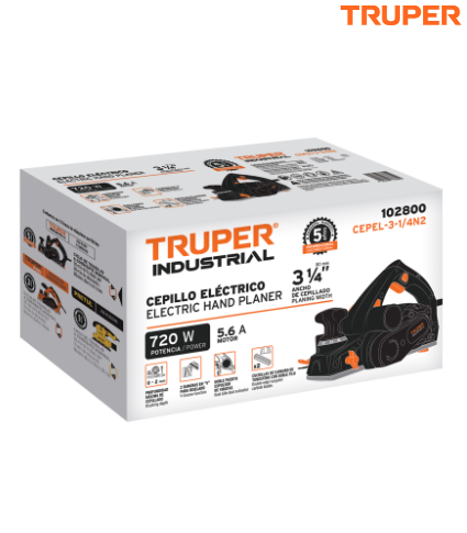 CEPILLO ELÈCTRICO 3-1/4" 720 W, INDUSTRIAL, TRUPER 102800 P