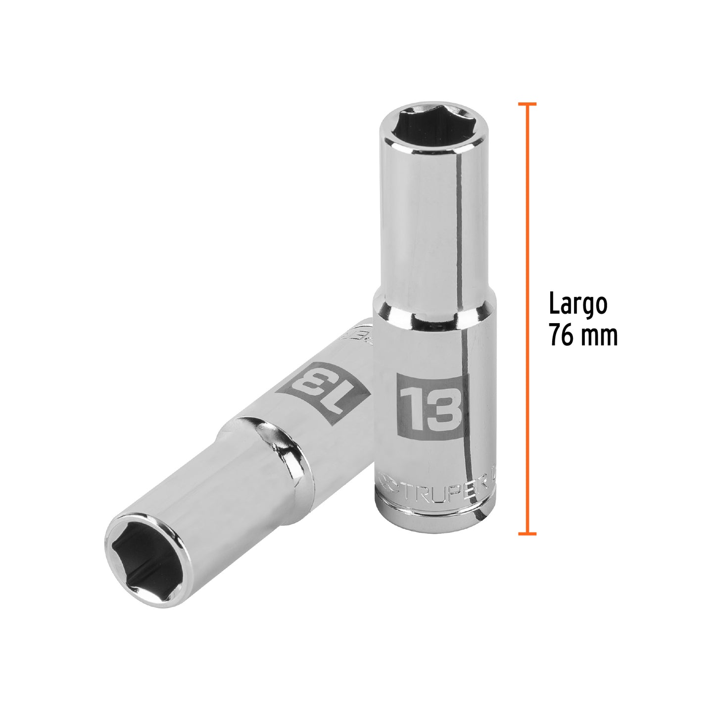DADO LARGO DE 13 MM, 6 PUNTAS CUADRO 1/2'', TRUPER 13353 P