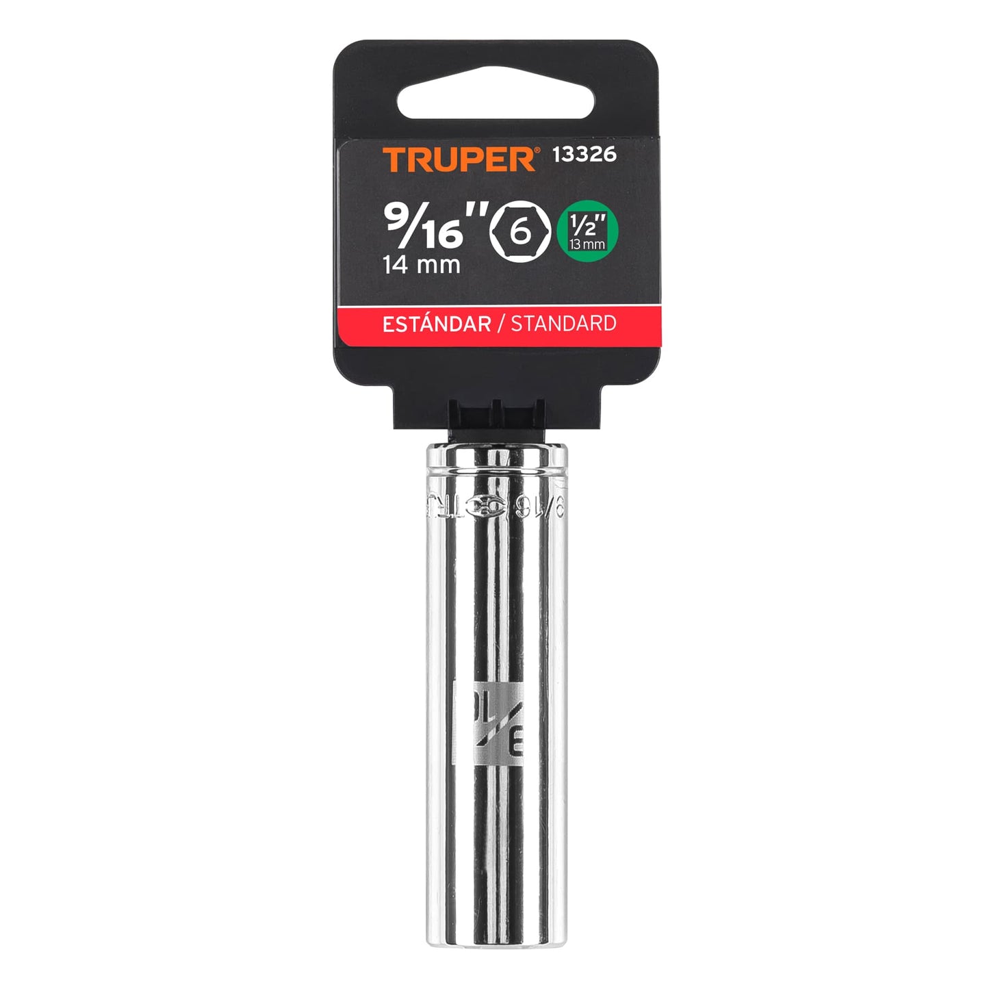 DADO LARGO DE 9/16'', 6 PUNTAS, CUADRO 1/2'', TRUPER 13326 P