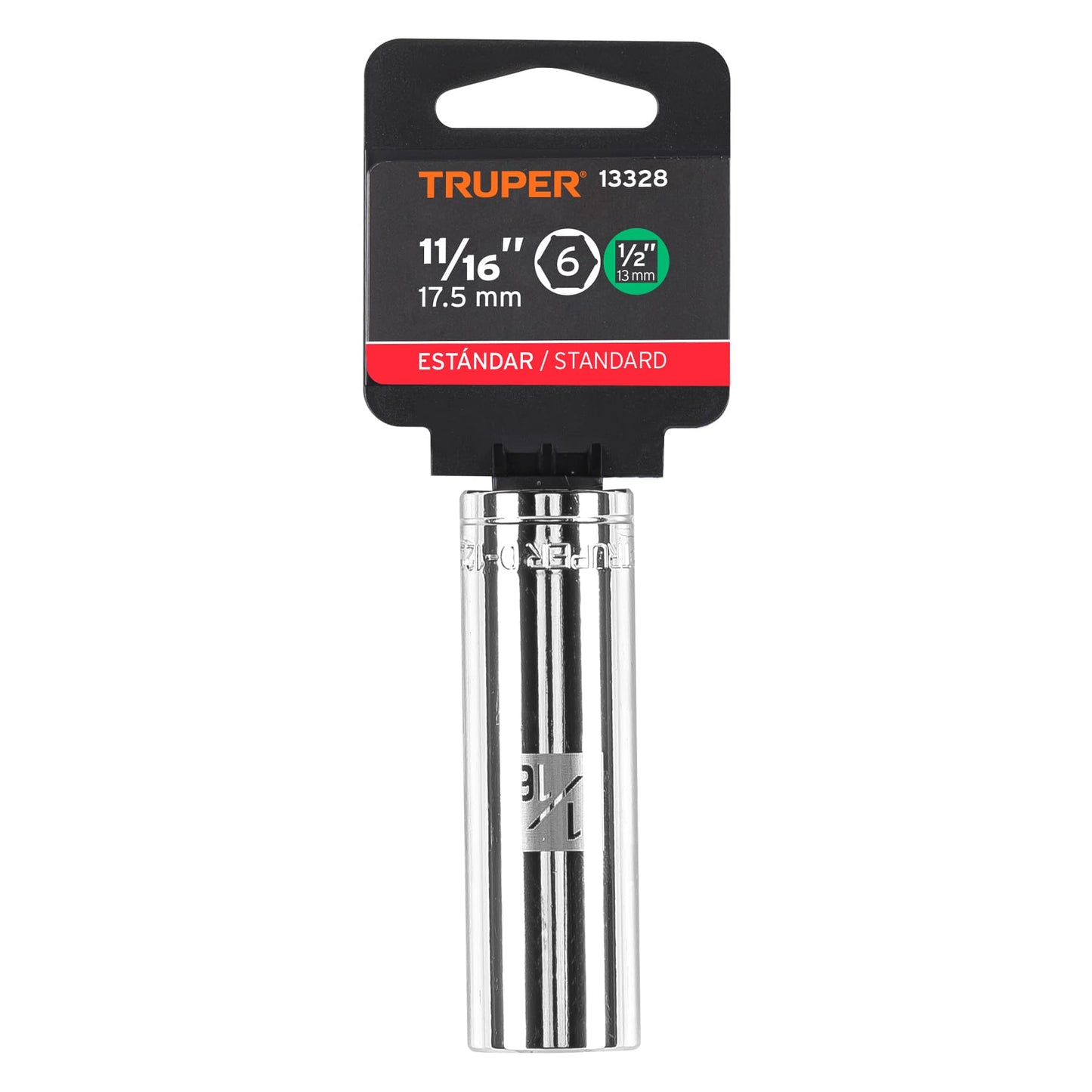 DADO LARGO DE 11/16'', 6 PUNTAS, CUADRO 1/2'', TRUPER 13328 *