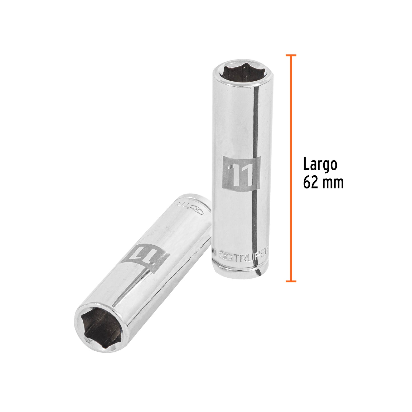 DADO LARGO DE 11 MM, 6 PUNTAS, CUADRO 3/8'', TRUPER 13771 P