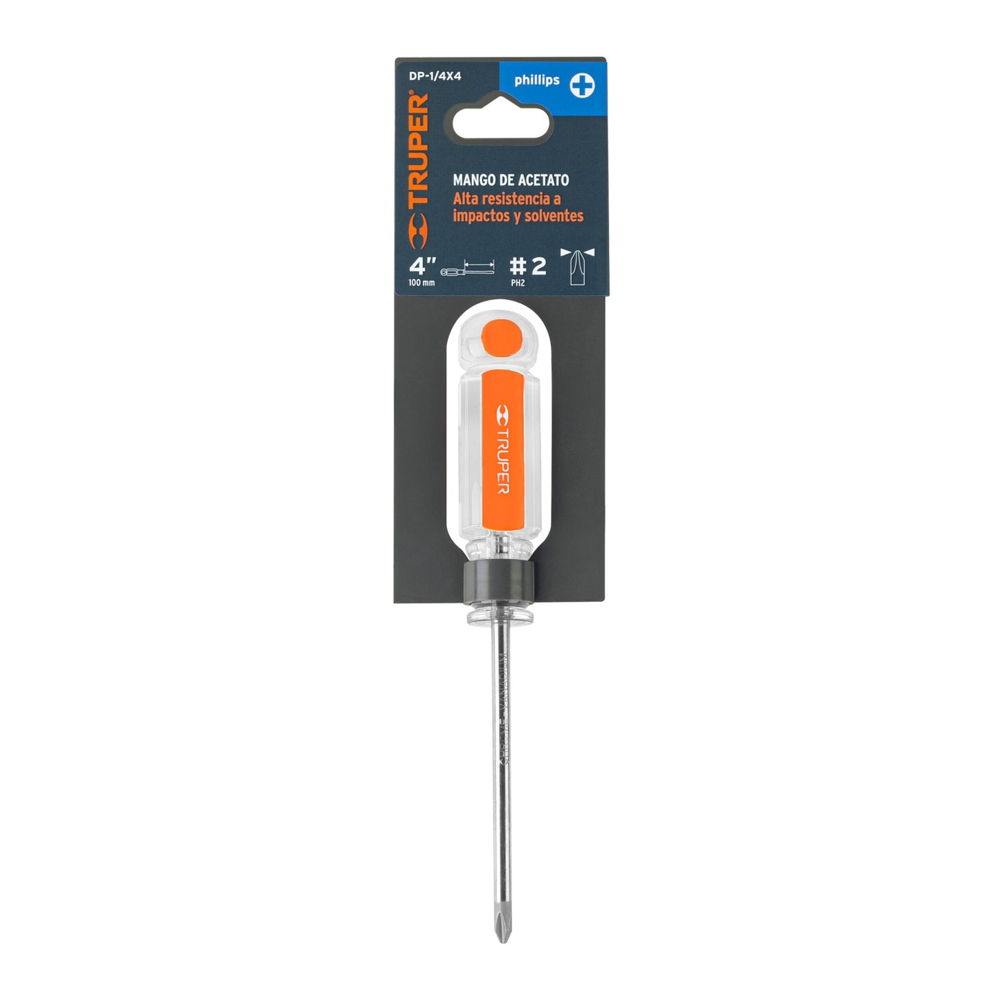 DESARMADOR DE CRUZ 1/4'' X 4'' MANGO DE ACETATO, TRUPER 14074 *