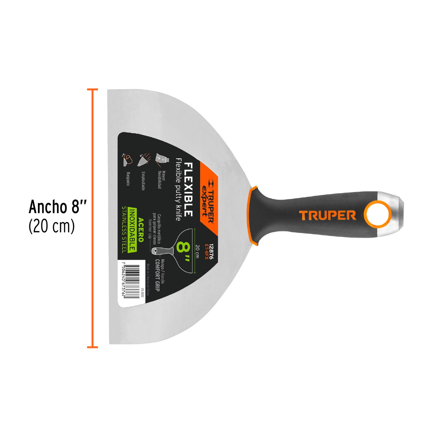 ESPÁTULA FLEXIBLE 8'' ACERO INOX. MANGO COMFORT EXPERT 12876 *