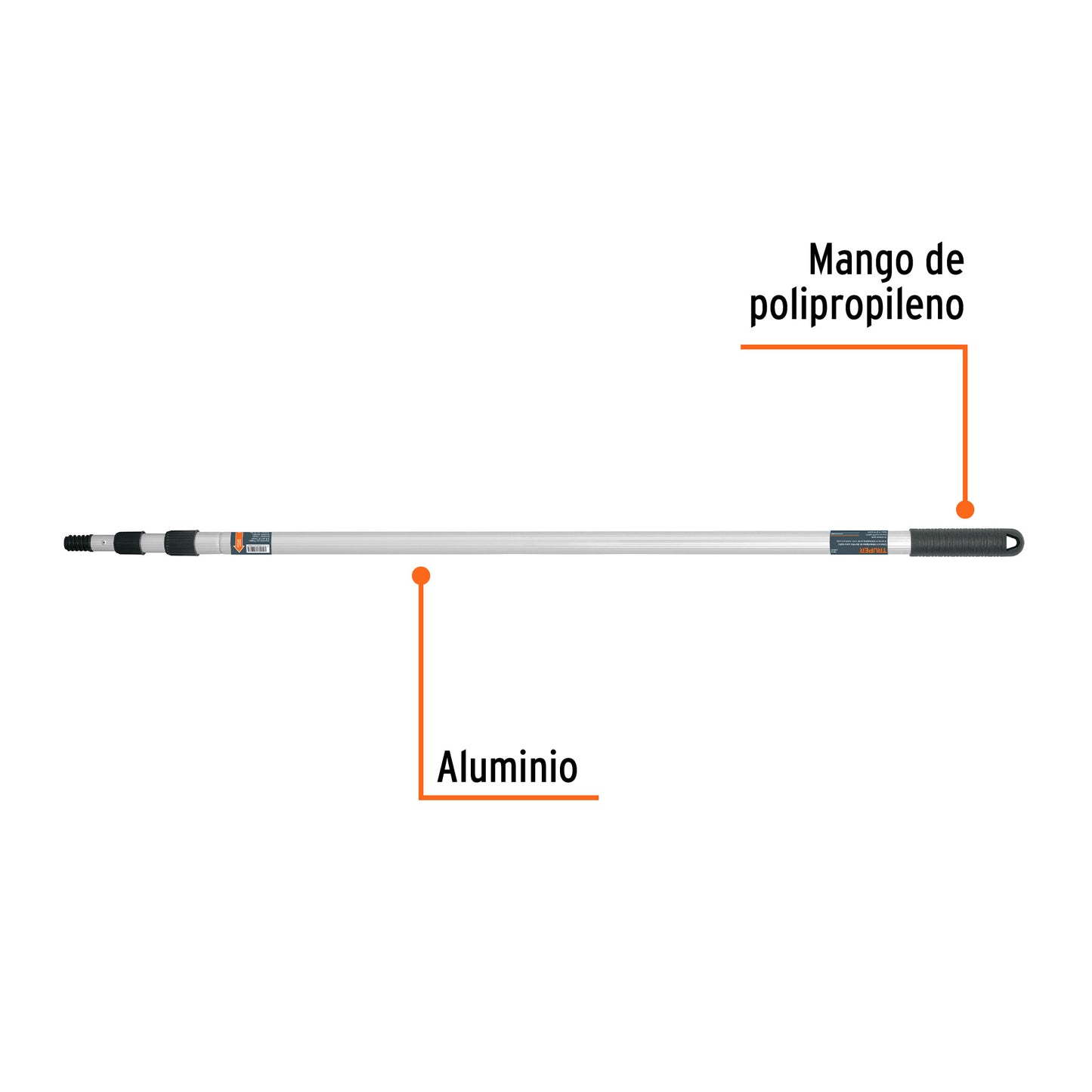 EXTENSIÓN DE ALUMINIO PARA RODILLO, 2 M, TRUPER 19216 *L