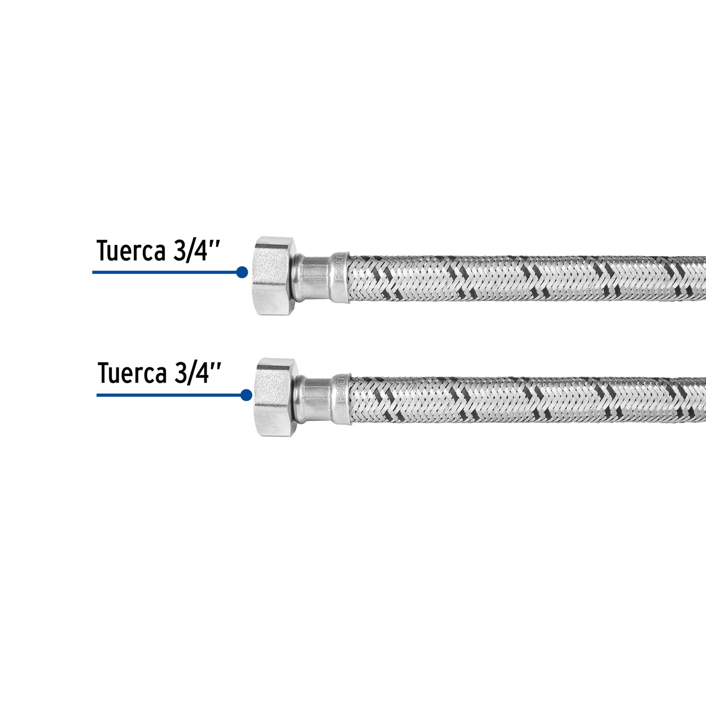 MANGUERA PARA BOILER, ACERO INOX, 3/4'' X 3/4'', 100 CM, FOSET *