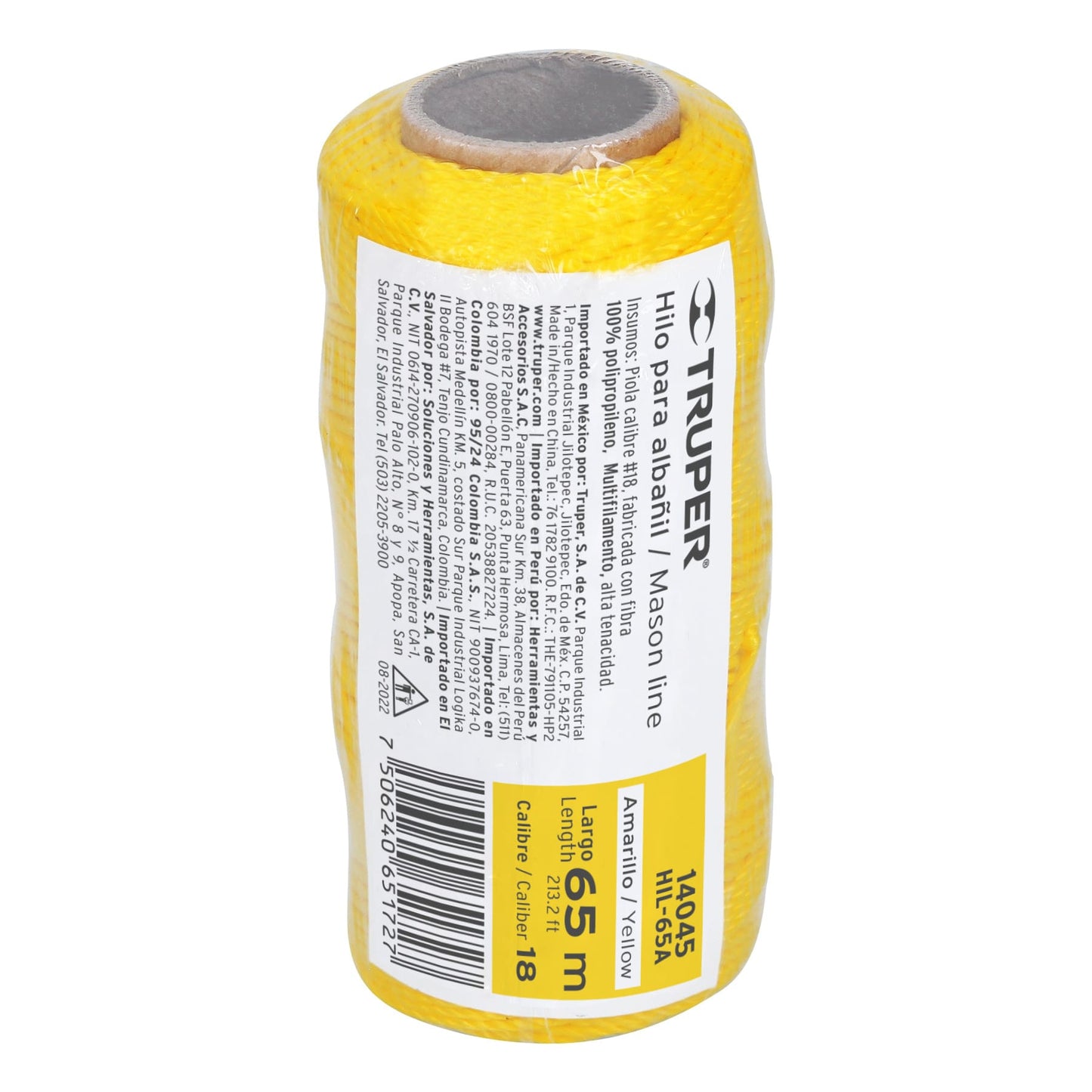 CARRETE CON 65 M DE HILO PARA ALBAÑIL AMARILLO, TRUPER 14045 *