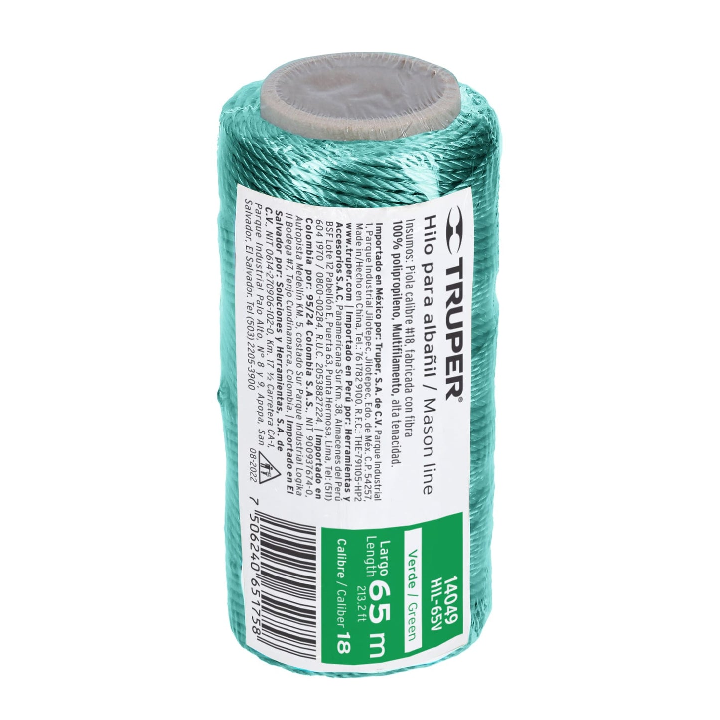 CARRETE CON 65 M DE HILO PARA ALBAÑIL VERDE, TRUPER 14049 *