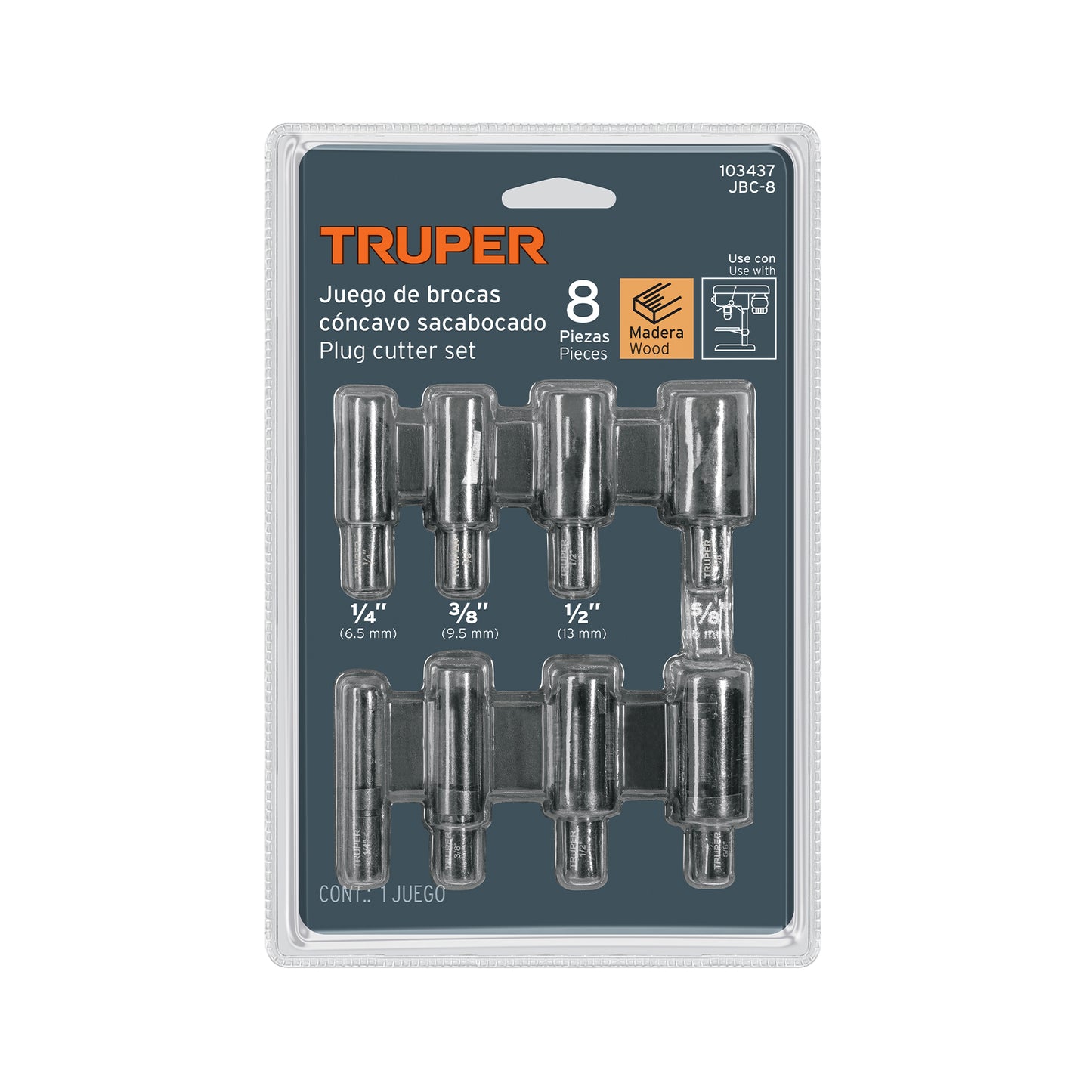 JUEGO DE 8 BROCAS CLAVACOTE PARA MADERA 103437 P