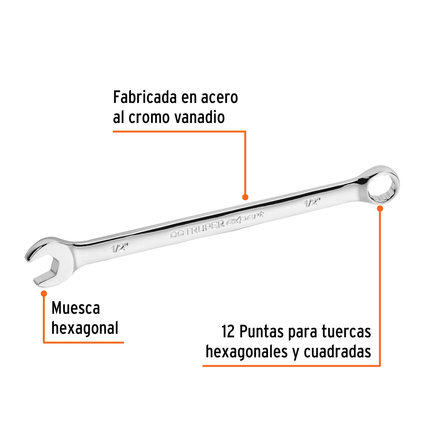 LLAVE COMBINADA EXTRALARGA 1/2'' x 202 MM DE LARGO, EXPERT 15594 P