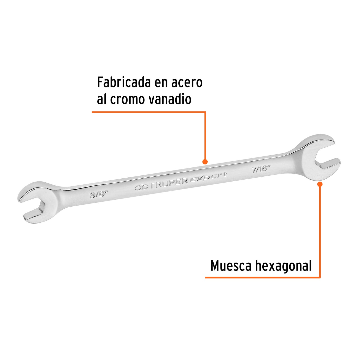 LLAVE ESPAÑOLA, 3/8 x 7/16" x 162 MM DE LARGO, TRUPER EXPERT 15684 P