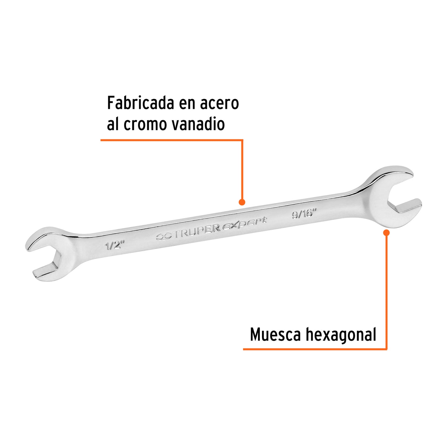LLAVE ESPAÑOLA, 1/2 x 9/16'' x 181 MM DE LARGO, TRUPER 15688 P