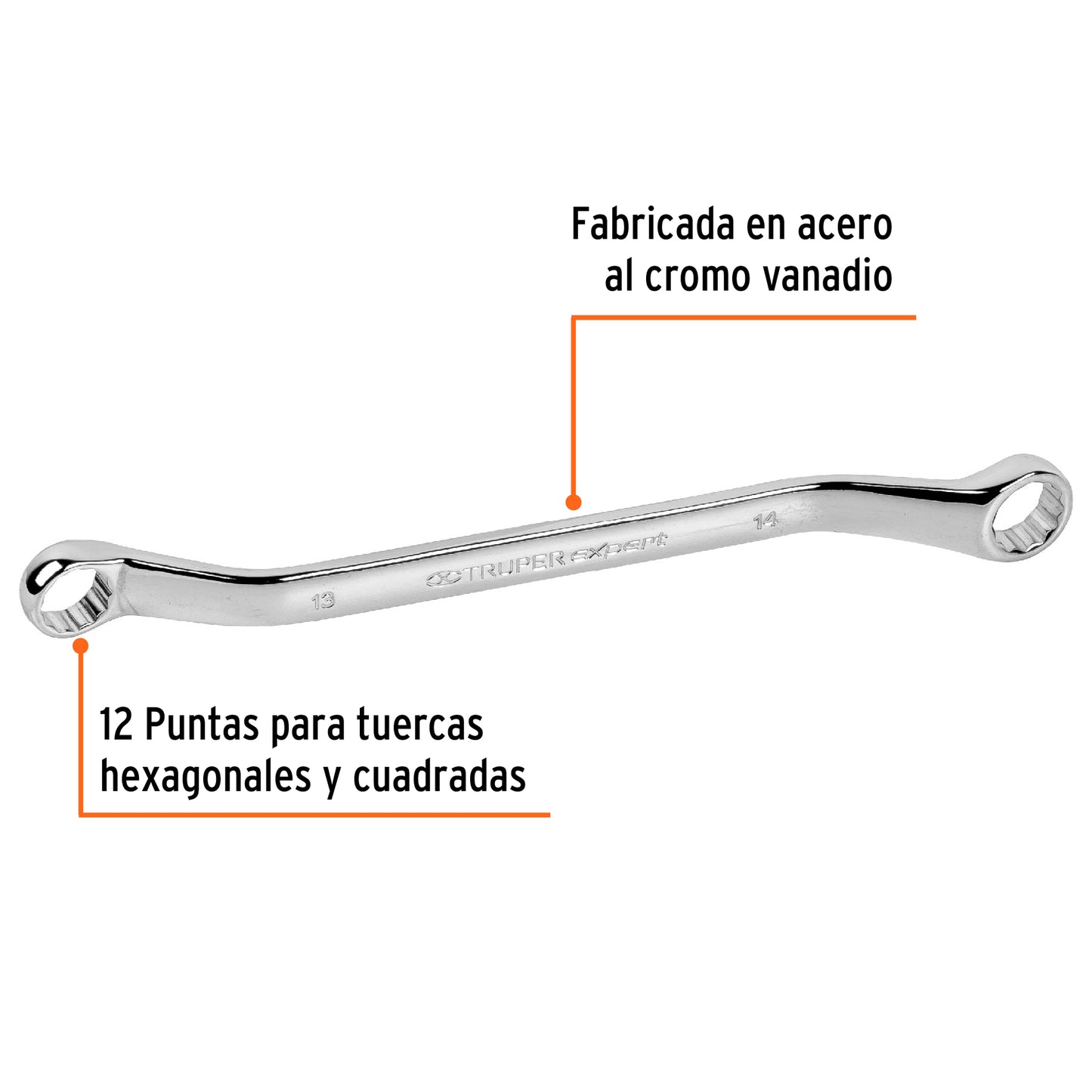 LLAVE DE ESTRÍAS 13 x 14 x 231 MM LARGO, TRUPER EXPERT 15762 P