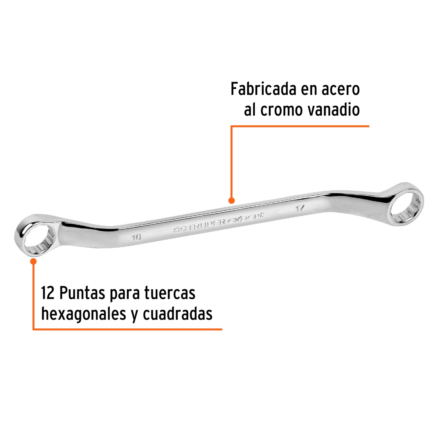LLAVE ESTRÍAS 16 x 17 x 236 MM LARGO, TRUPER EXPERT 15763 P