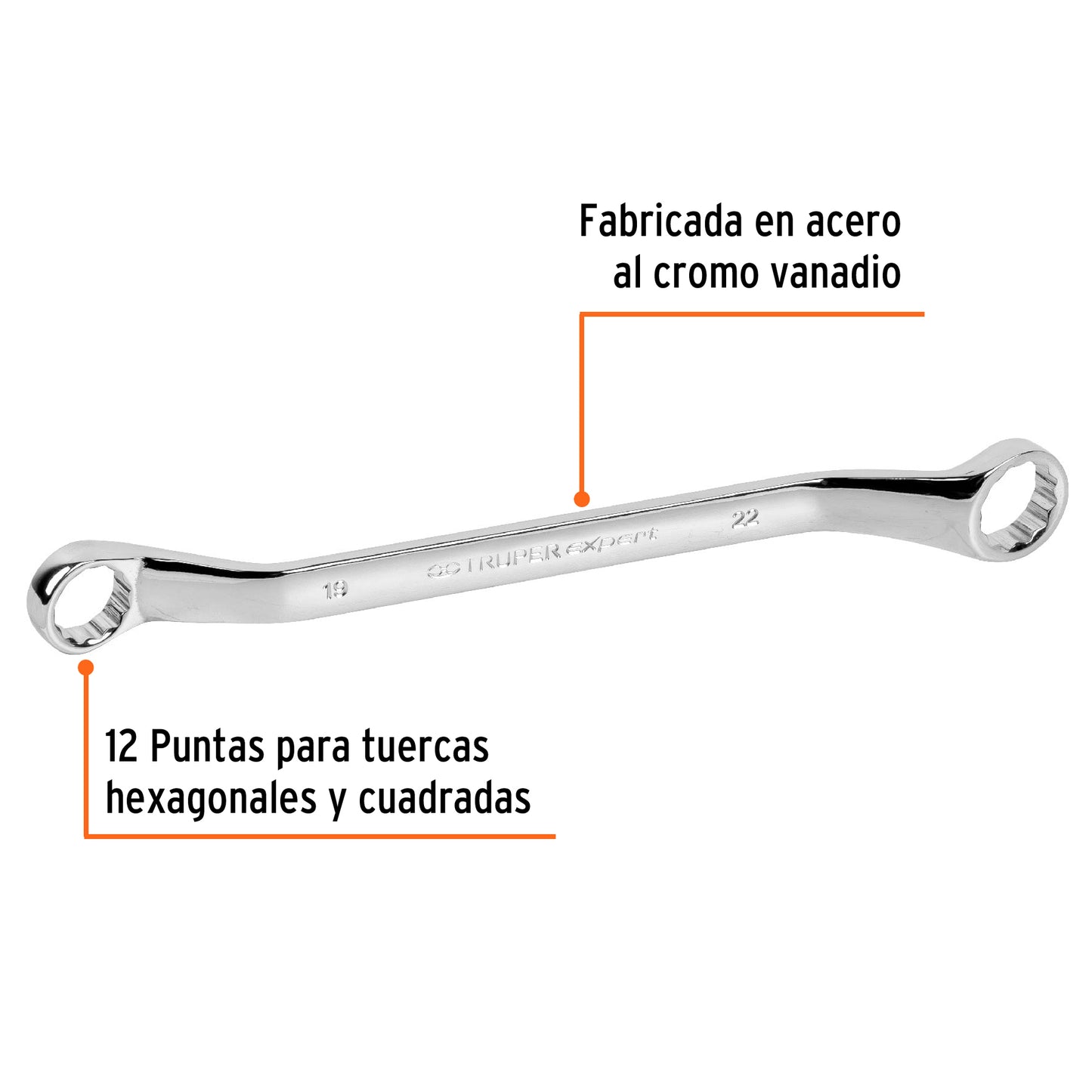 LLAVE DE ESTRÍAS 19 x 22 x 291 MM LARGO, TRUPER EXPERT 15764 P