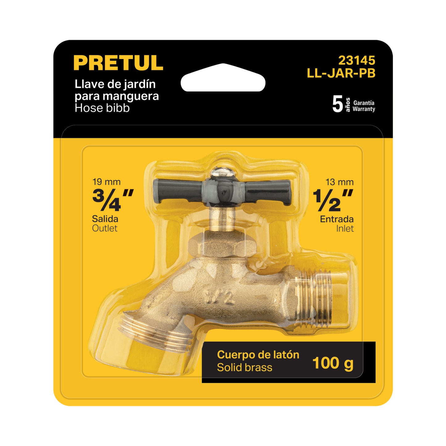 Llave p/manguera, de latón 100g, 1/2", blíster, PRETUL
