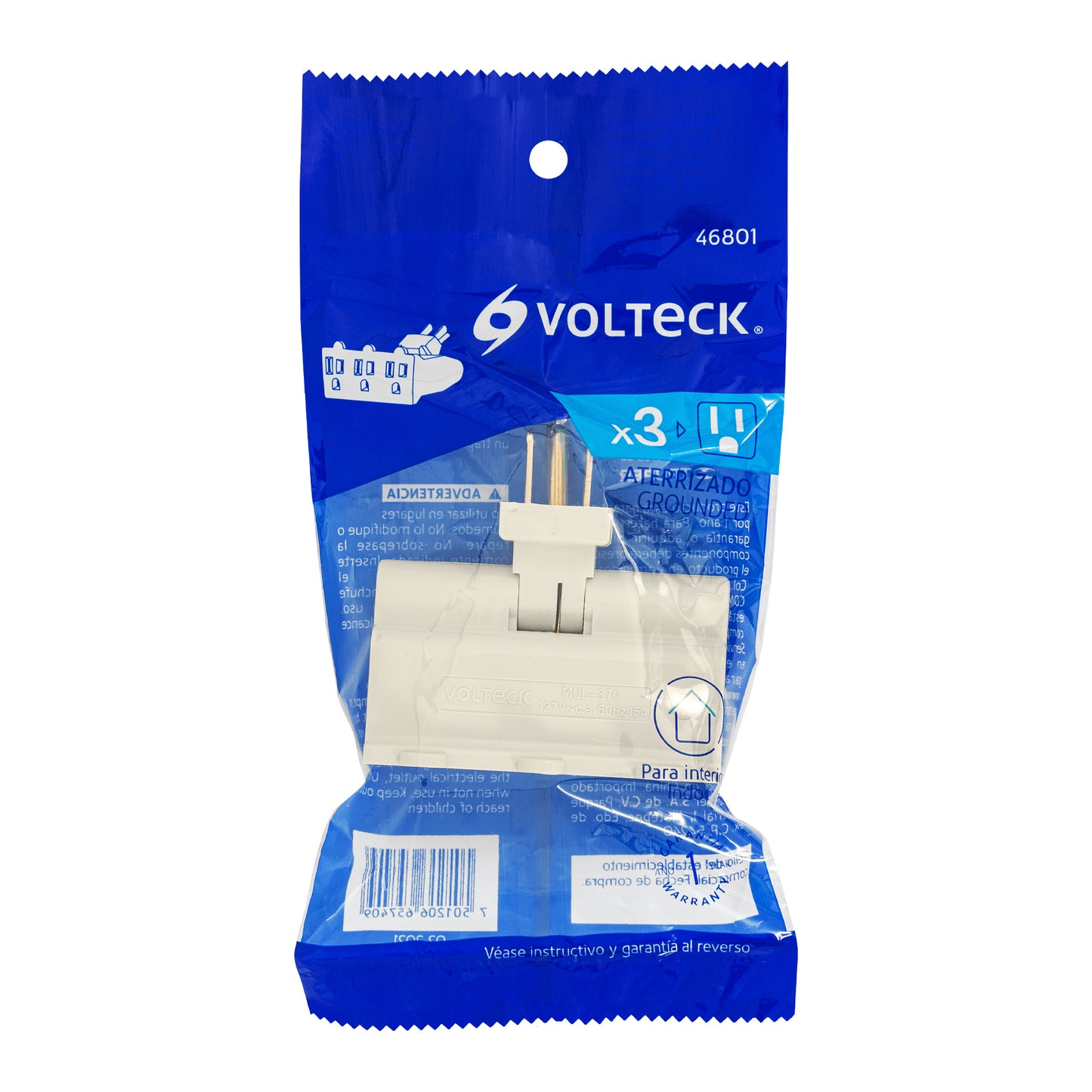 MULTICONTACTO TRIPLE ATERRIZADO, TIPO BISAGRA, VOLTECK 46801 *