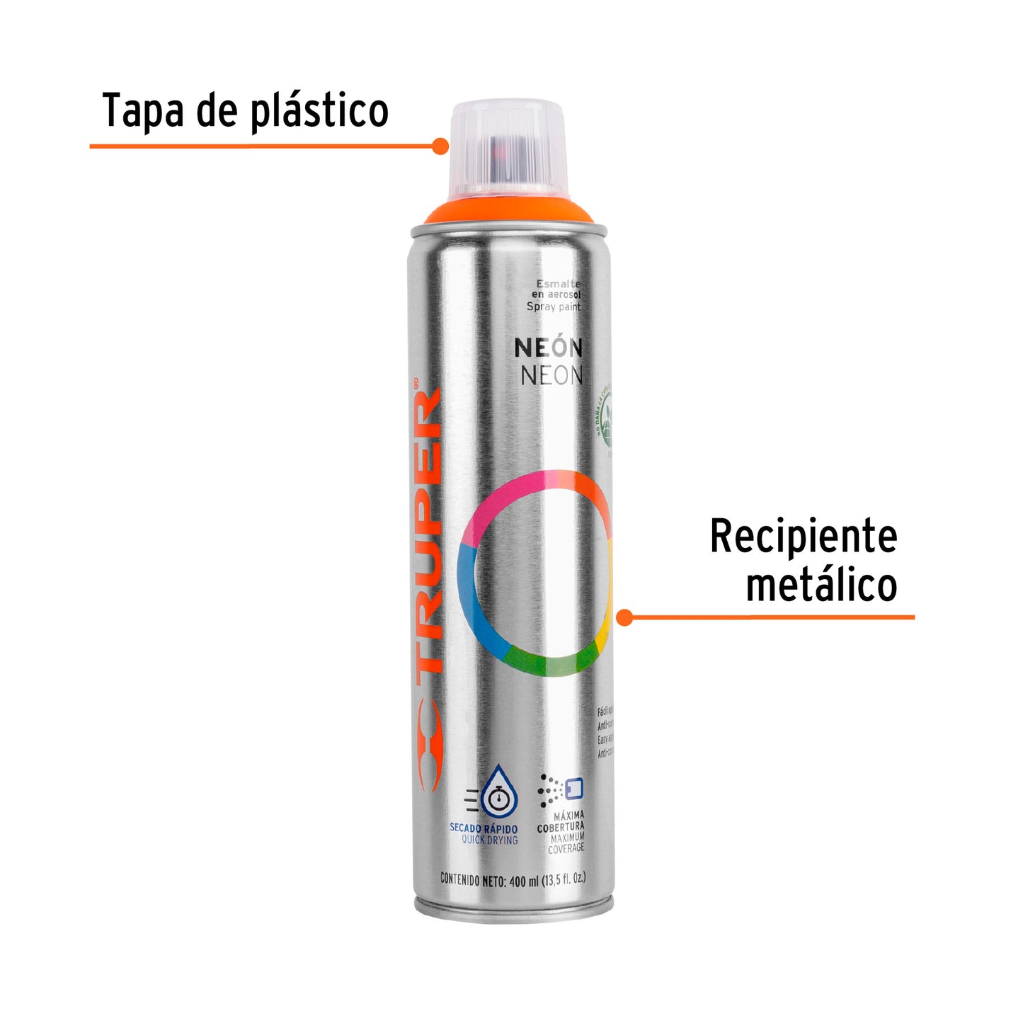 PINTURA EN AEROSOL, NARANJA NEÓN, BOTE ESBELTO, 400 ML 19072 *
