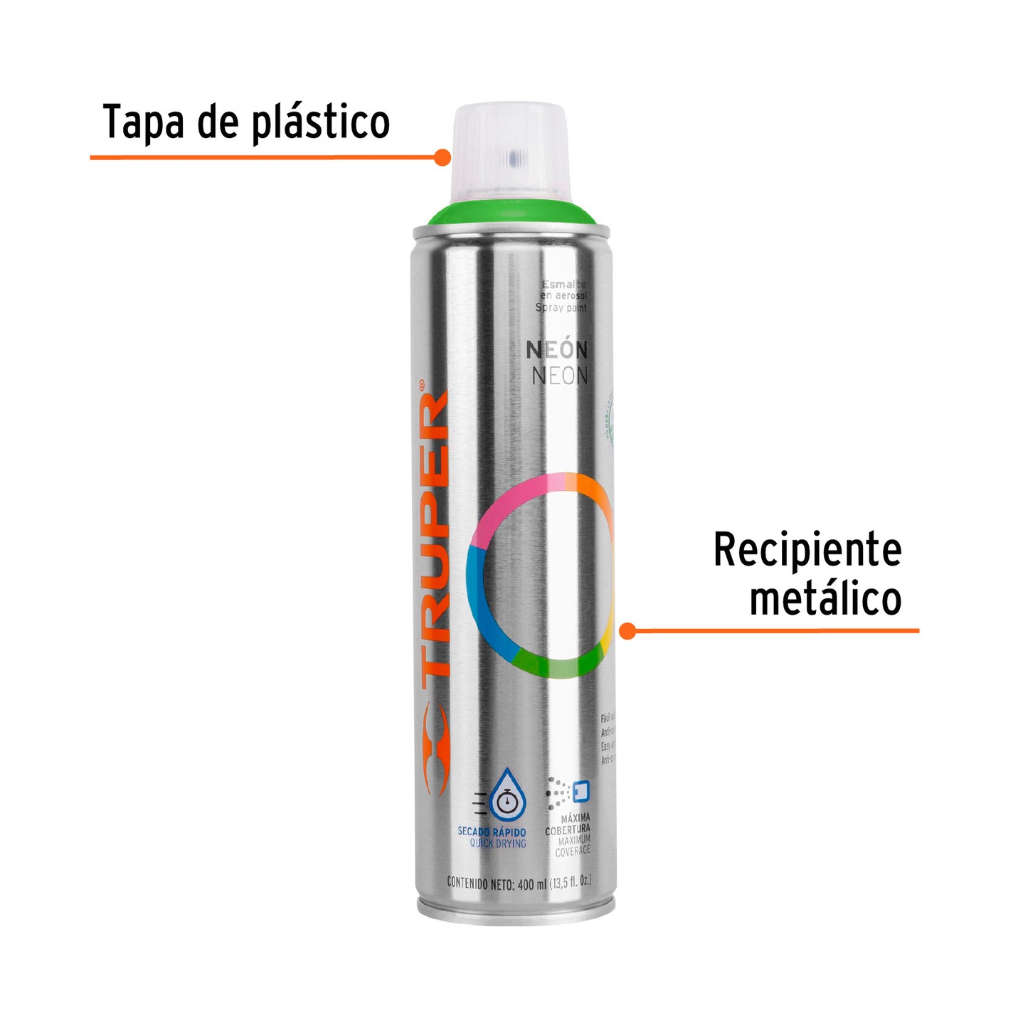 PINTURA EN AEROSOL, VERDE NEÓN, BOTE ESBELTO, 400 ML 19073 *