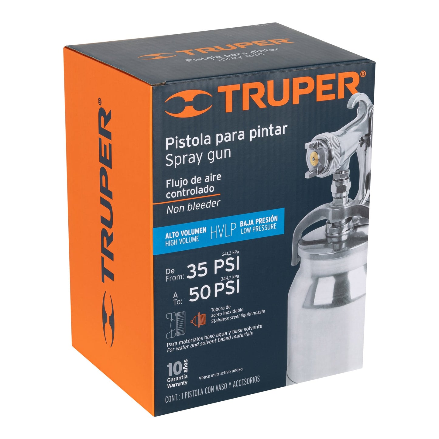 PISTOLA P/PINTAR SUCCIÒN HVLP VASO ALUMINIO, 1.4 MM, TRUPER 14084 P