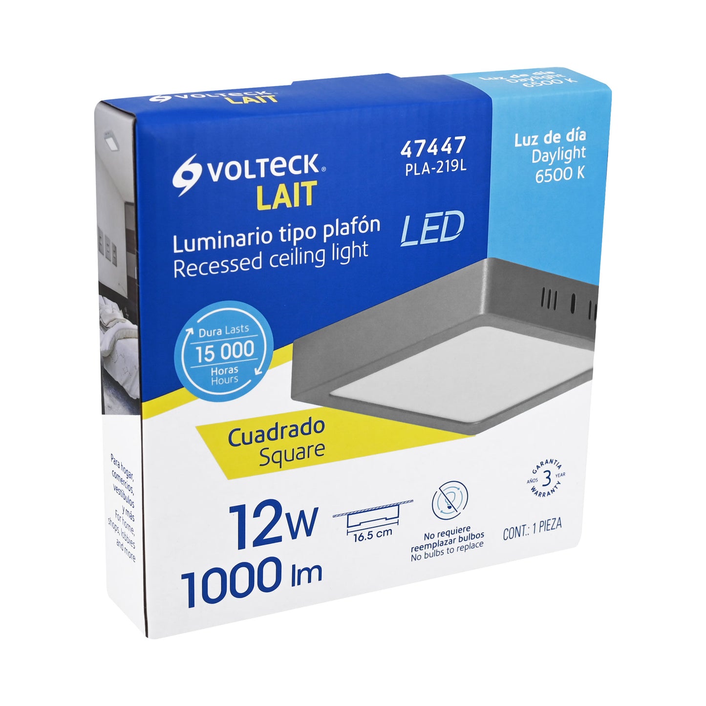 LUMINARIO LED TIPO PLAFÒN 12W, CUADRADO, LUZ, DE DÌA, GRIS 47447 P
