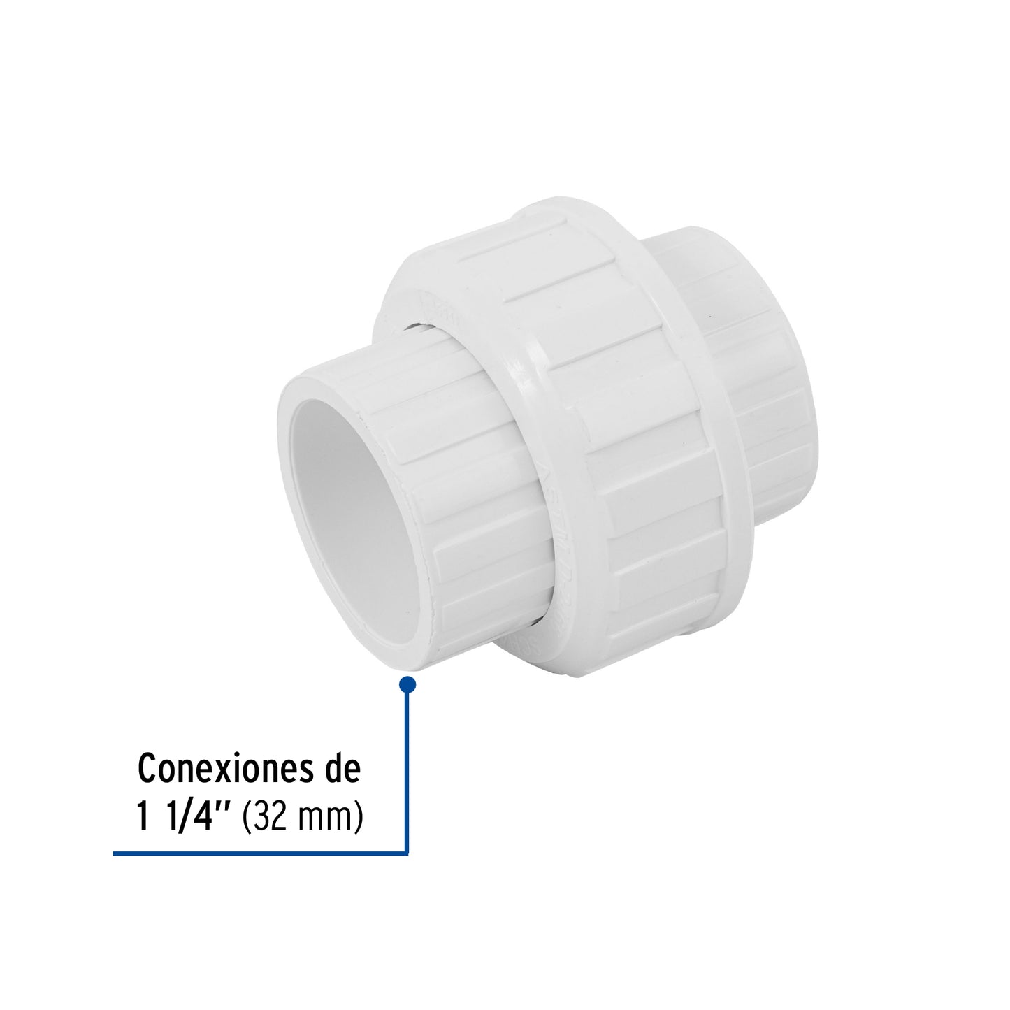 Tuerca unión lisa de PVC 1-1/4", FOSET 45542