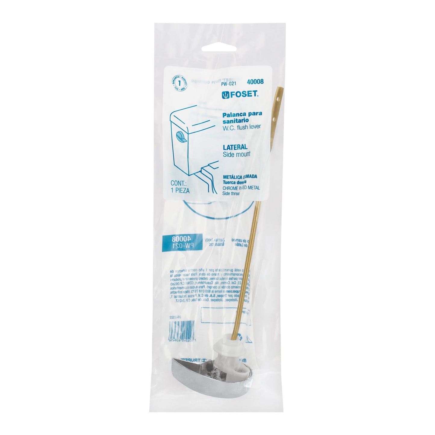 PALANCA LATERAL CROMADA PARA WC, FOSET 40008 P