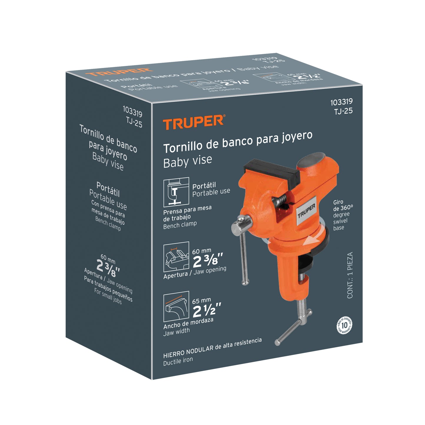 TORNILLO DE BANCO 2.5" PARA JOYERO, TRUPER 103319 *