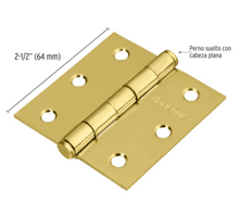 Cargar imagen en el visor de la galería, BISAGRA CUADRADA 2-1/2'' ACERO LATONADO, PLANA, HERMEX 43236 *