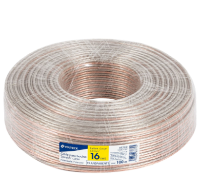 ROLLO DE 100M CABLE POLARIZADO TRANSPARENTEP/BOCINA 16AWG 46269 P
