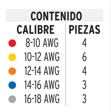 Cargar imagen en el visor de la galería, BOLSA CON CAPUCHONES PARA CABLE, CALIBRES SURTIDOS 47330 *